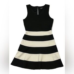 Express Black & White Stripes, Fit and Flare Dress Sleeveless, M